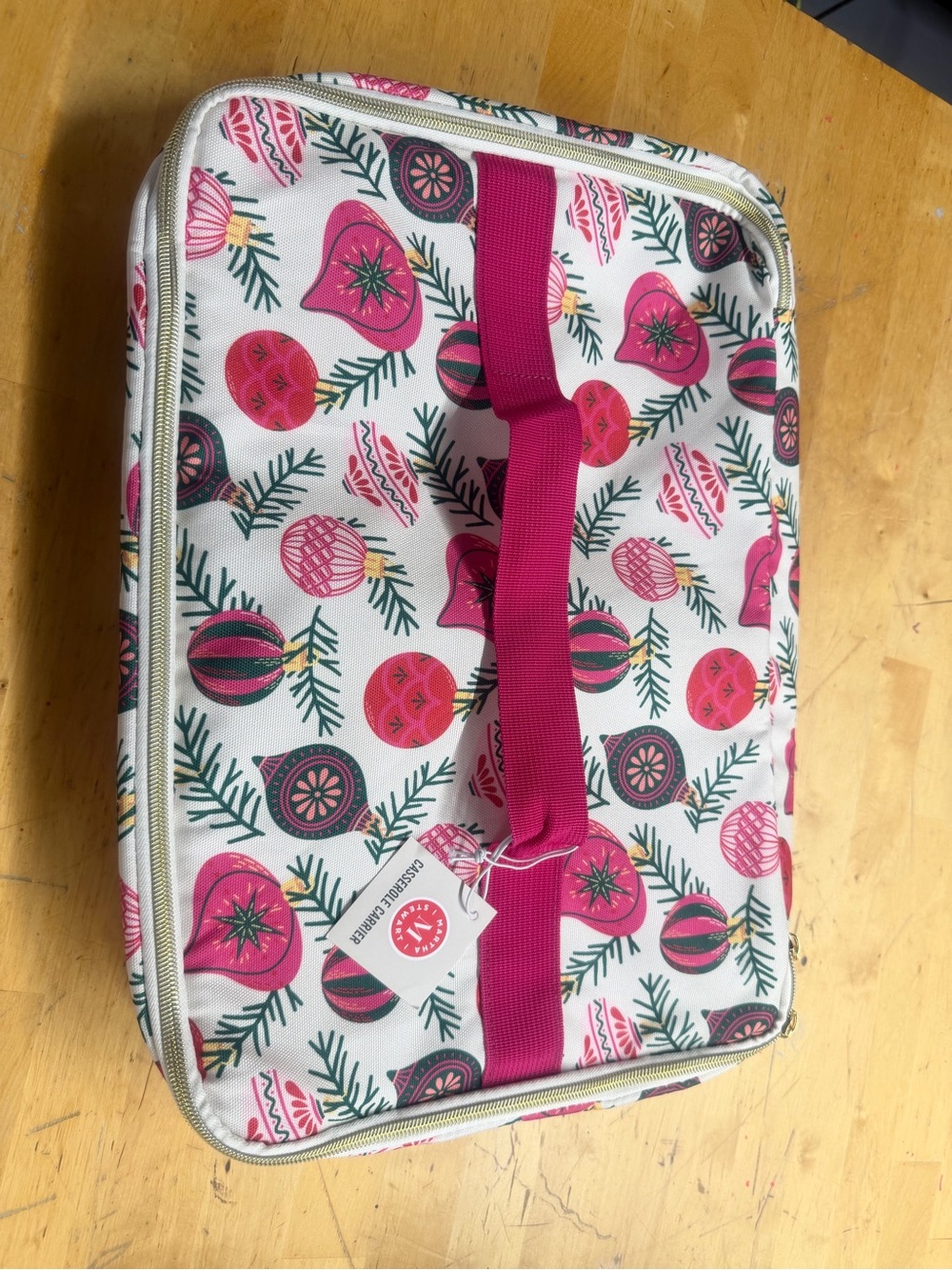 Martha Stewart Pink Holiday Ornament casserole carrier